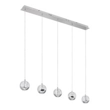 Elettra Glass & Stainless Orb 5 Light LED Linear Pendant